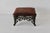 Large Vintage Victorian Style Cast Iron Bronze Finish Footstool Padded Faux Croc Fabric Top For Sale - Image 4 of 12