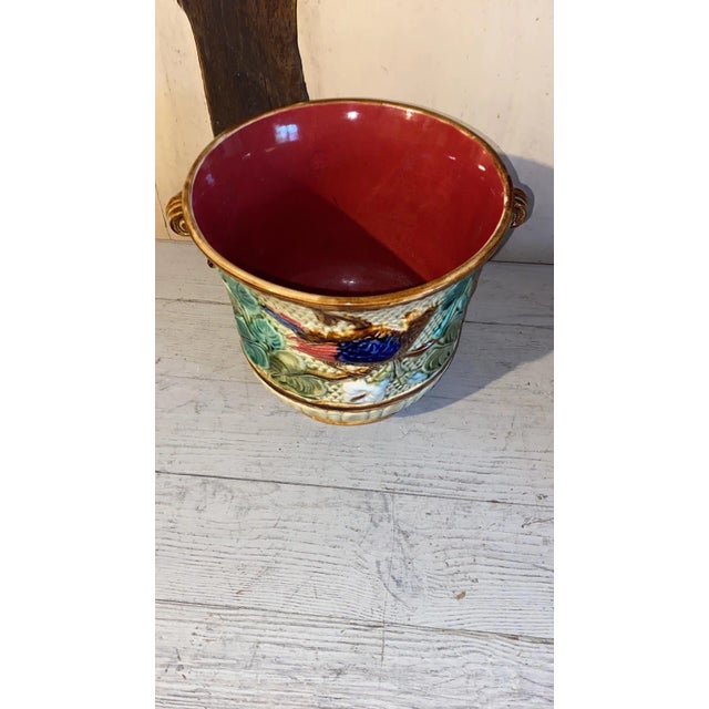 Late 19th Century 19th Century Majolica Bird Cache Pot Wasmuel For Sale - Image 5 of 6