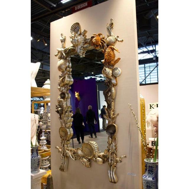 Venetian Grotto Style Hand-Carved Shell Mirror For Sale - Image 6 of 7
