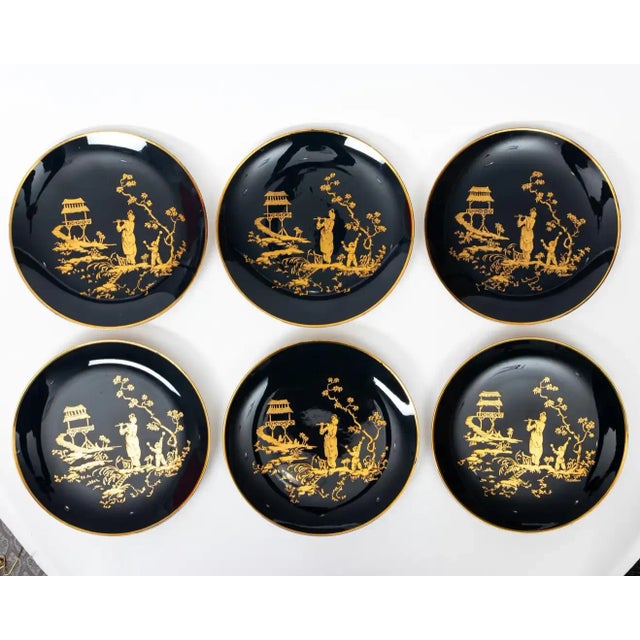 Vintage Carole Stupell Chinoiserie Porcelain Plates- Set of 6 For Sale - Image 9 of 9