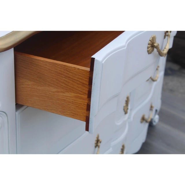 1970's French Style White and Gold Dresser by John Widdicomb For Sale In Miami - Image 6 of 12