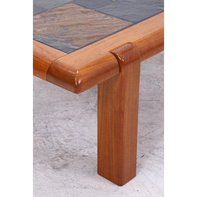 Brown Mid-Century Danish Teak Coffee Table with Slate Top For Sale - Image 8 of 11