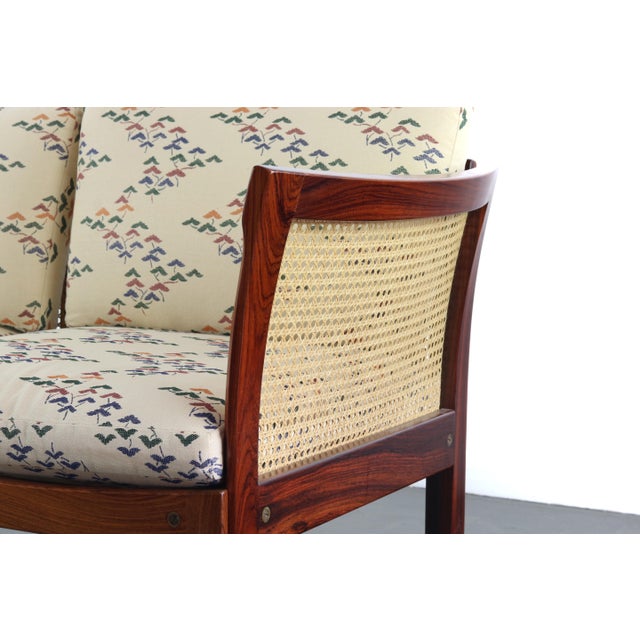 Wood Modular Two Seater Sofa Chairs by Illum Wikkelsø in Rosewood and Cane - a Pair For Sale - Image 7 of 9