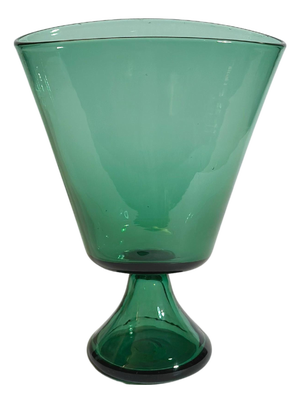 Mid-Century Modern Italian Green Blown Glass Pedestal Vase by Vetro Verde Di Empoli, 1950s