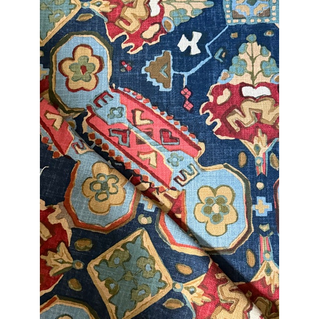 Thibaut Thibaut F910829 Persian Carpet Navy Cotton Fabric 4 1/2 Yards For Sale - Image 4 of 6