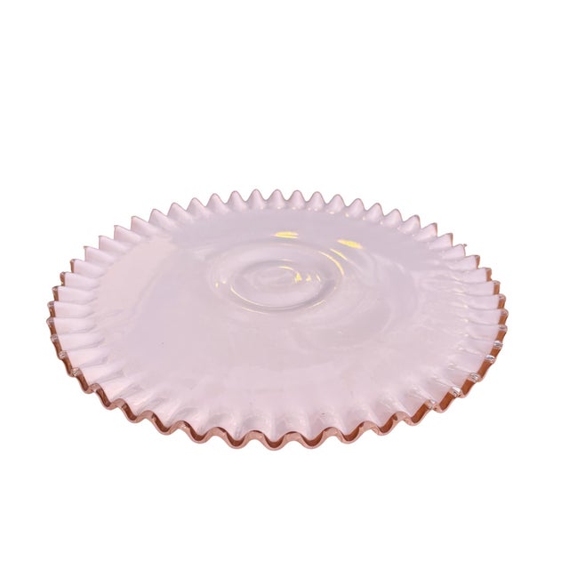 This vintage footed cake platter is made by Fenton. It is in the Silver Crest pattern, best known for the ruffled edge and...