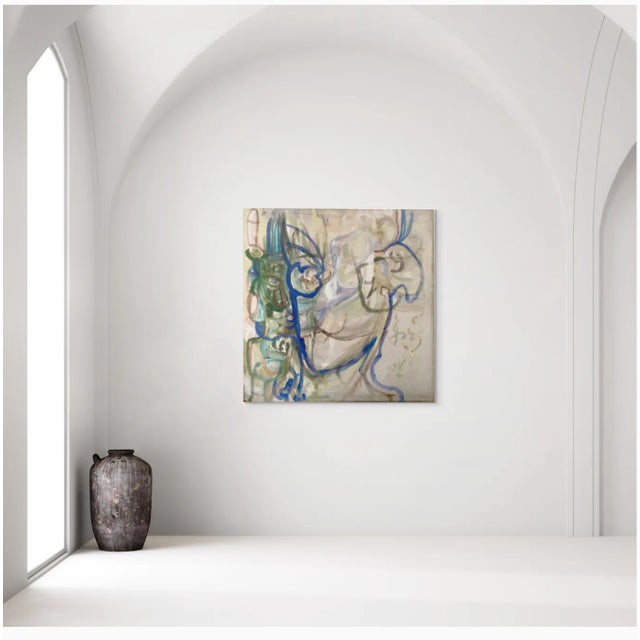 "Manicure", 2021. Abstract, Figurative Oil Painting on Canvas by Joe Ginsberg. Oyster Gray With Blue, Green and Lavender Highlights. For Sale In New York - Image 6 of 6