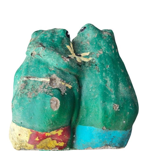 Anthropomorphic Frogs Bench Cement Sculpture Vintage Yard Art Statue Concrete For Sale - Image 9 of 18