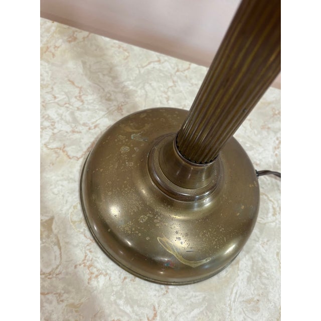 Art Deco 1920s Scrolled Brass/Glass Desk Lamp For Sale - Image 4 of 5