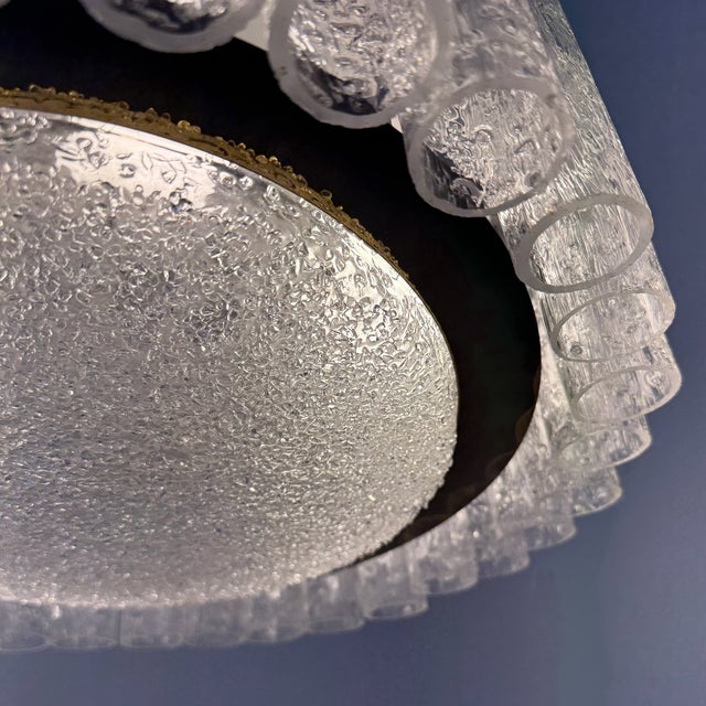 Mid-Century Space Age Ice Glass Ceiling Lamp and Wall Lamps from Doria Leuchten, Germany, 1960s, Set of 3 For Sale - Image 6 of 18
