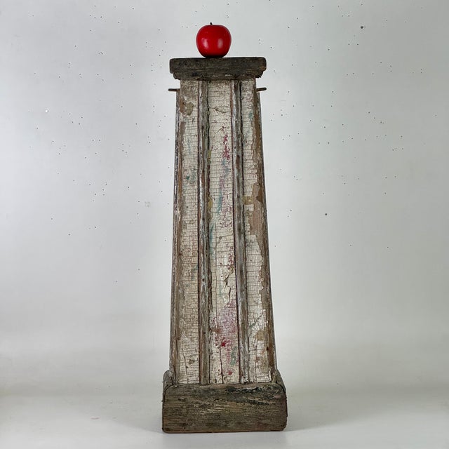 Early 20th Century Architectural Salvage Column Like Wood Hitching Post Pedestal, Naturally Distressed For Sale - Image 4 of 15