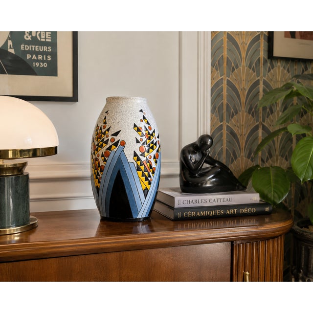 Important art deco vase designed by charles catteau for the boch frères keramis factory in la louvière, belgium, circa...