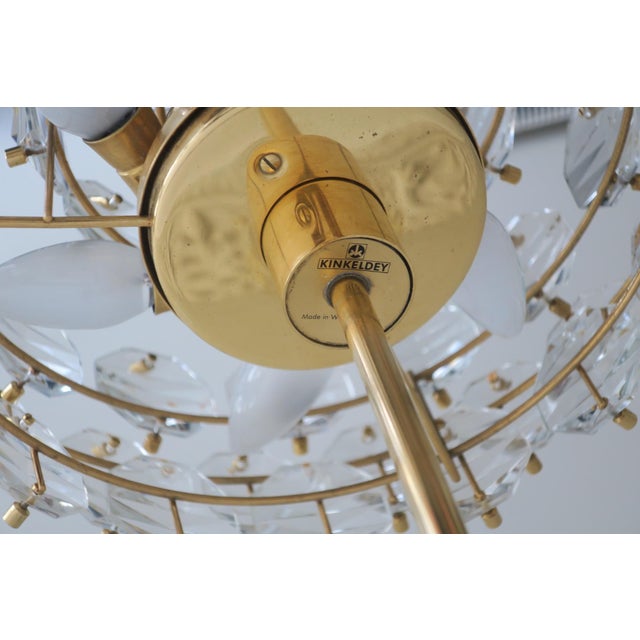 Kinkeldey Gold-Plated Brass and Faceted Glass Chandelier from Kinkeldey, 1960s For Sale - Image 4 of 12