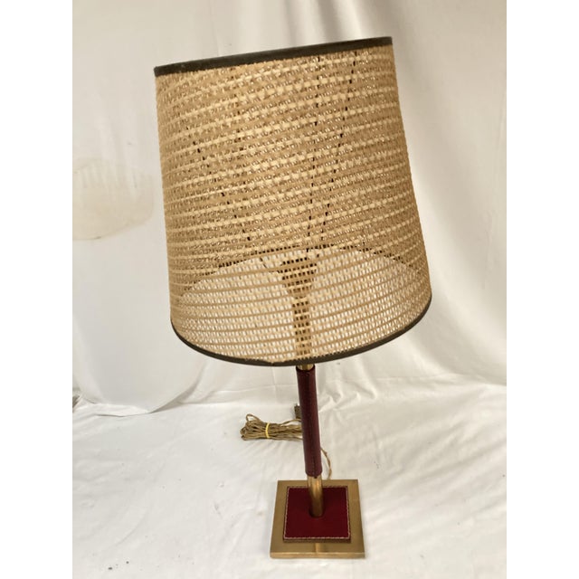 Leather Lamp by Jacques Adnet, 1950s, in Very Good conditions. Designed 1950 to 1959 I have official proof of authenticity...