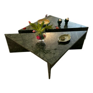 Triangle Marble Coffee Table in Real Marble by Andrea Grasso, Set of 2 For Sale