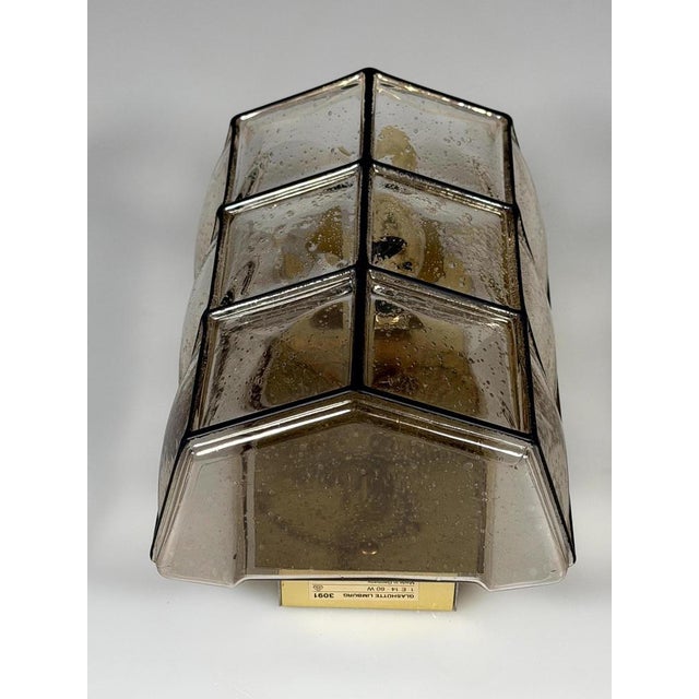 German Glass and Metal Wall Lamp from Glashütte Limburg, 1960s-1970s For Sale - Image 9 of 18