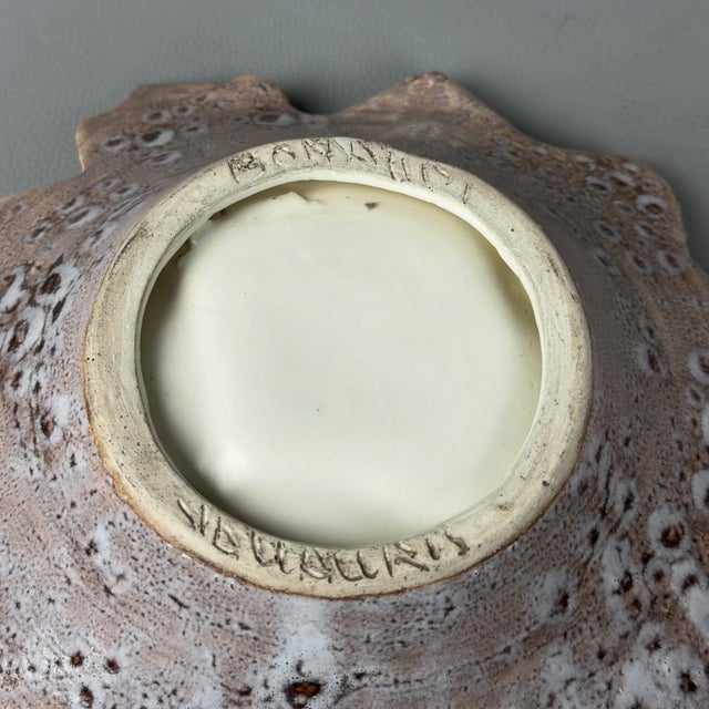 Beige Vintage Ceramic Leaf Centerpiece Pocket Emptier from Vallauris Bonaudi For Sale - Image 8 of 12