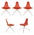 Italian Chrome-Plated Metal Base and Red Polyurethane Seating Chairs, 1990s, Set of 5 For Sale