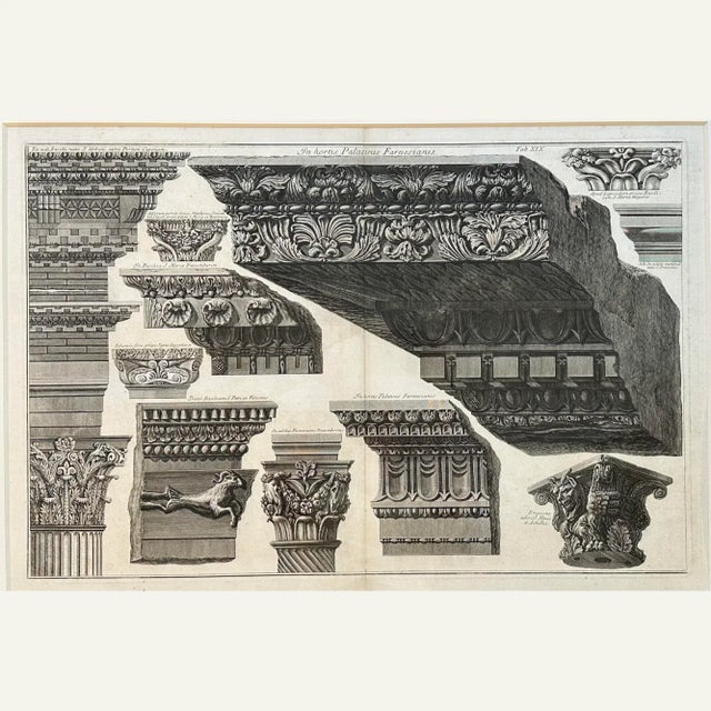 This engraving by Piranesi (1720-1778) depicts ornate elements of architecture. Some of his work was imaginary, but...
