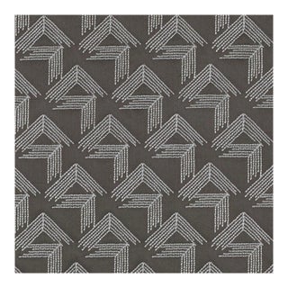 Sample - Schumacher X Miles Redd V Step Fabric in Charcoal For Sale