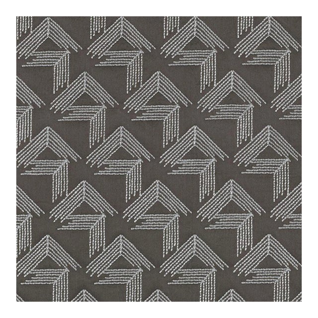 Sample - Schumacher X Miles Redd V Step Fabric in Charcoal For Sale