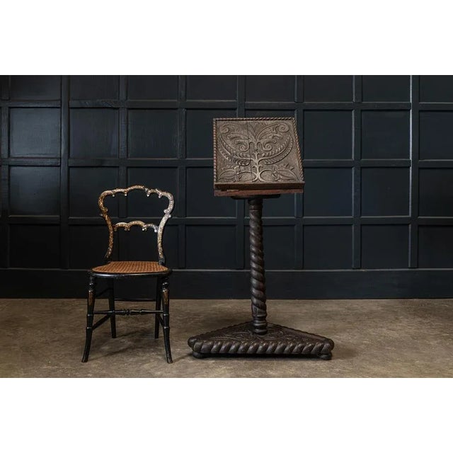 Antique 19th century english carved oak bible reading stand, circa 1870. Carved oak reading stand with adjustable and...