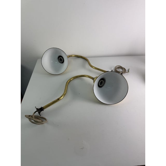 Large Industrial Wall Lamps with Adjustable Parabola Arm in Brass, 1950s, Set of 2 For Sale - Image 17 of 18