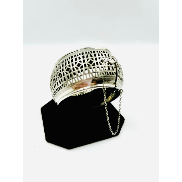 1970s Whiting & Davis Co. Vintage 1970's Signed Wide Hinged Cuff Bracelet For Sale - Image 5 of 11