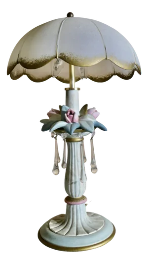 Vintage Italian Table Lamp in Porcelain and Glass