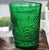Glass 6 Mid Century Forest Green Glass Sandwich Pattern Juice Tumblers W/ Saucers ~ Anchor Hocking For Sale - Image 7 of 10