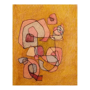 Original Contemporary Abstract Color Pencil and Graphite Drawing on Paper. See 4th Photo Detail and Color. Ready to Crop and Frame.