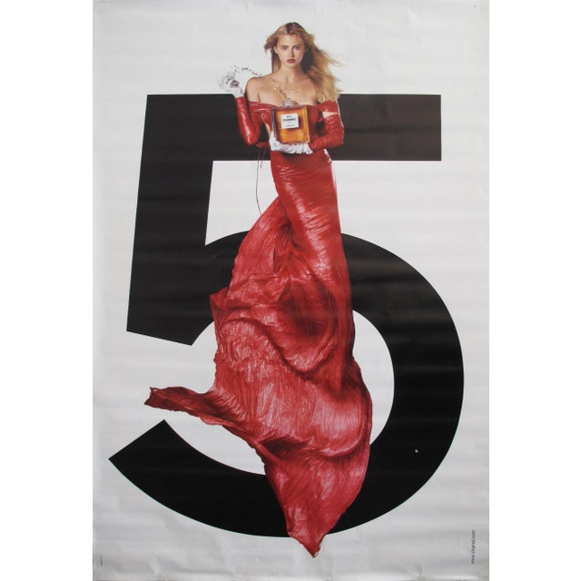 1999 Original Chanel No. 5 Perfume Poster, Lady in Red - Double Sided For Sale - Image 9 of 9