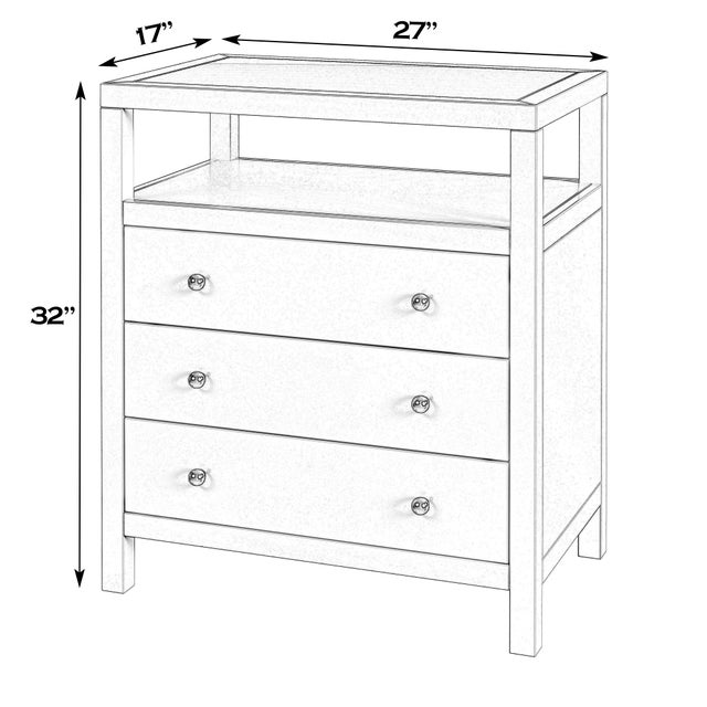 Transitional Nora 27 in. W Rectangular Wood 3 Drawer Tall Nightstand with Open Shelf on Top, Antique Coffee For Sale - Image 3 of 8