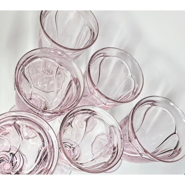 Pink Petal Pink Swirling Goblets- Set of Six For Sale - Image 8 of 10