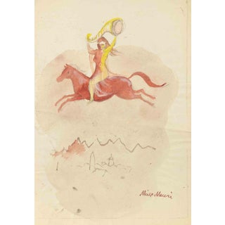 Mino Maccari, The Flying Horsewoman\., 1934, Watercolor For Sale