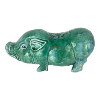 Vintage Chinese Green Glazed Pig Censor, Tang Dynasty Style For Sale