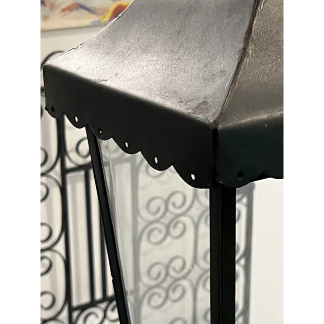 Metal Vintage Pagoda Style Black Tole Display Diorama Lanterns a Pair For Sale - Image 7 of 11