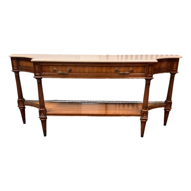 Weiman Neoclassical Marble Top Console Table For Sale