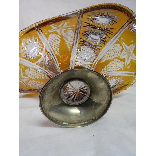 Bohemian Cut Crystal Centerpiece on Silver Base, 1980s For Sale - Image 12 of 13