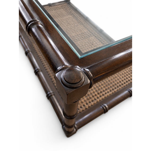 Late 20th Century Late 20th Century Hollywood Regency Faux Bamboo & Cane Coffee Table For Sale - Image 5 of 9