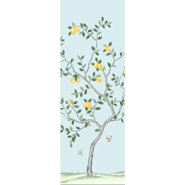 Paper 36" * H108"/Panel * 5ps, Lemon Tree Light Blue Wallpaper Mural For Sale - Image 7 of 9