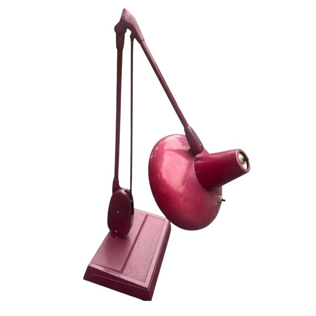 Vintage Dazor Floating Fixture Drafting Table Lamp Light #2C-2324 Rare Professionally painted Burgundy Red over brown....