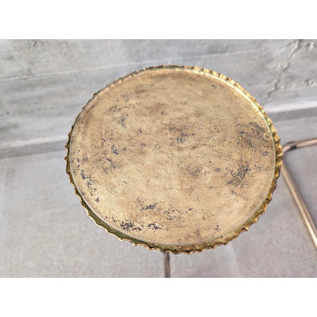 Gold Mid-Century Modern Side Table for Drinks in Gilded Wrought Iron and Glass, Spain, 1950s For Sale - Image 8 of 12