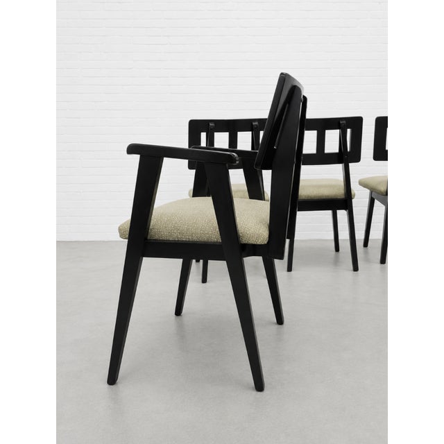 1950s Ebonized Mid Century Modern Dining Chairs, C. 1950's, Set/4 For Sale - Image 5 of 12