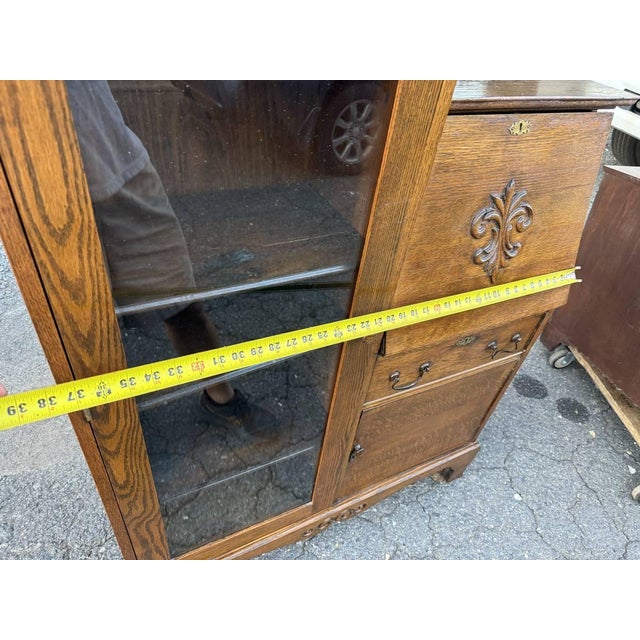 Antique Larkin Style Tiger Oak Side-by-Side Secretary Desk For Sale - Image 18 of 18