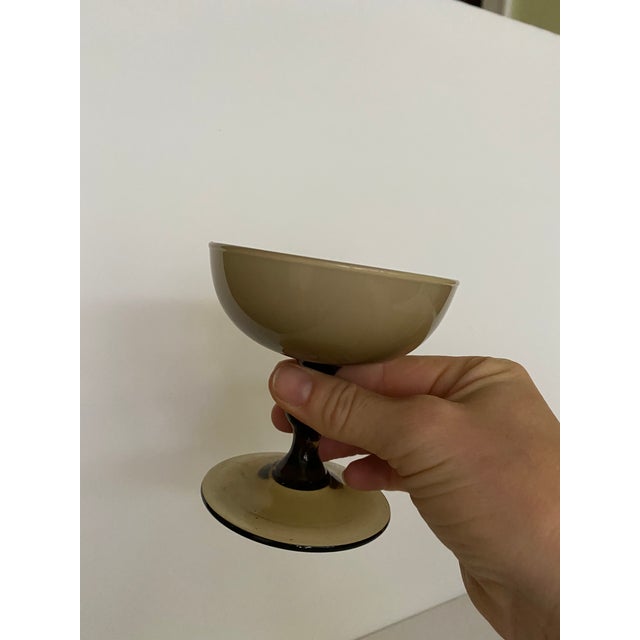 Brown Vintage Carlo Moretti Glass Champagne Coupes-Set of 4 For Sale - Image 8 of 10
