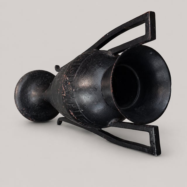 19th/20th Century Neoclassical Cast Iron Amphora Urn With Greek Key Band For Sale In New York - Image 6 of 9