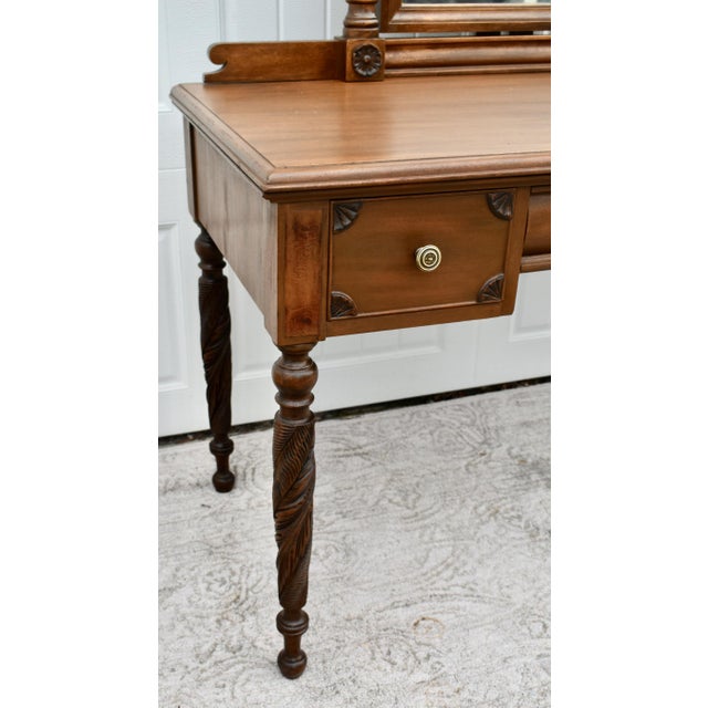 Antique Carved Mahogany Regency Style Vanity W/Mirror For Sale - Image 10 of 12