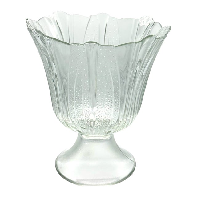 Antique Victorian Eapg Pressed Glass Celery Vase With Stippled Panels For Sale