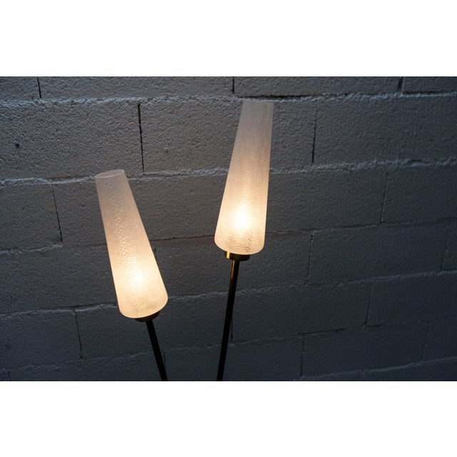 Arlus Floor Lamp with Tripod Base and Ribbed Glass Lamps, 1950 For Sale - Image 16 of 18